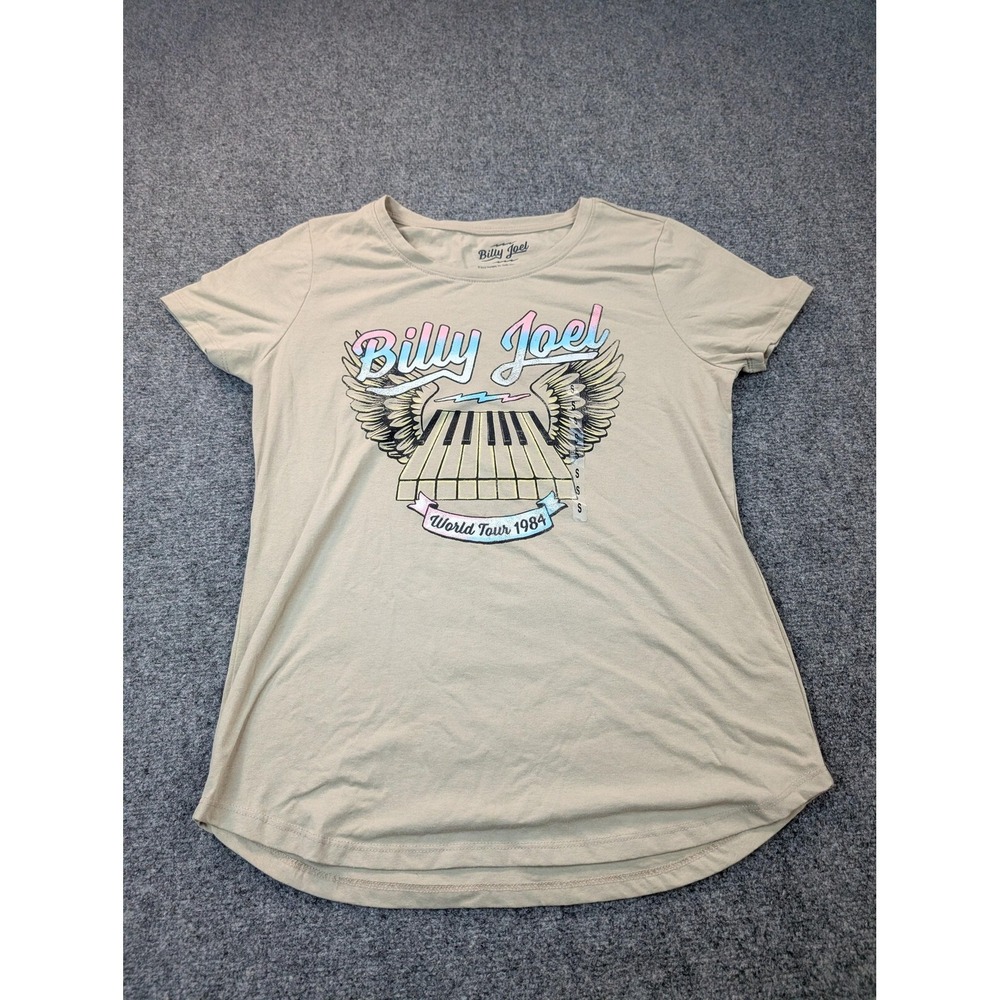 Billy Joel Shirt Womens S Beige 1984 World Tour Band Graphic Tee Short Sleeve